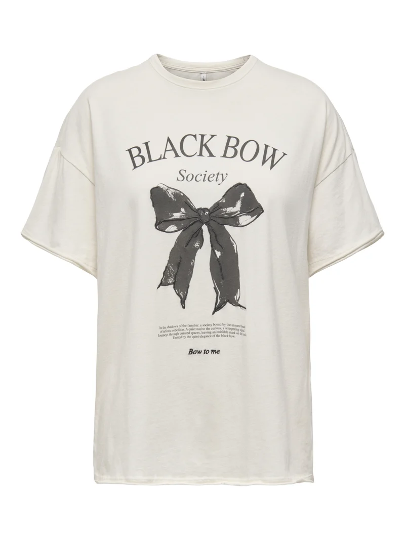 ONLLUCY S/S BOXY BOW TOP JRS, Baby'S Breath/Lucy black bow