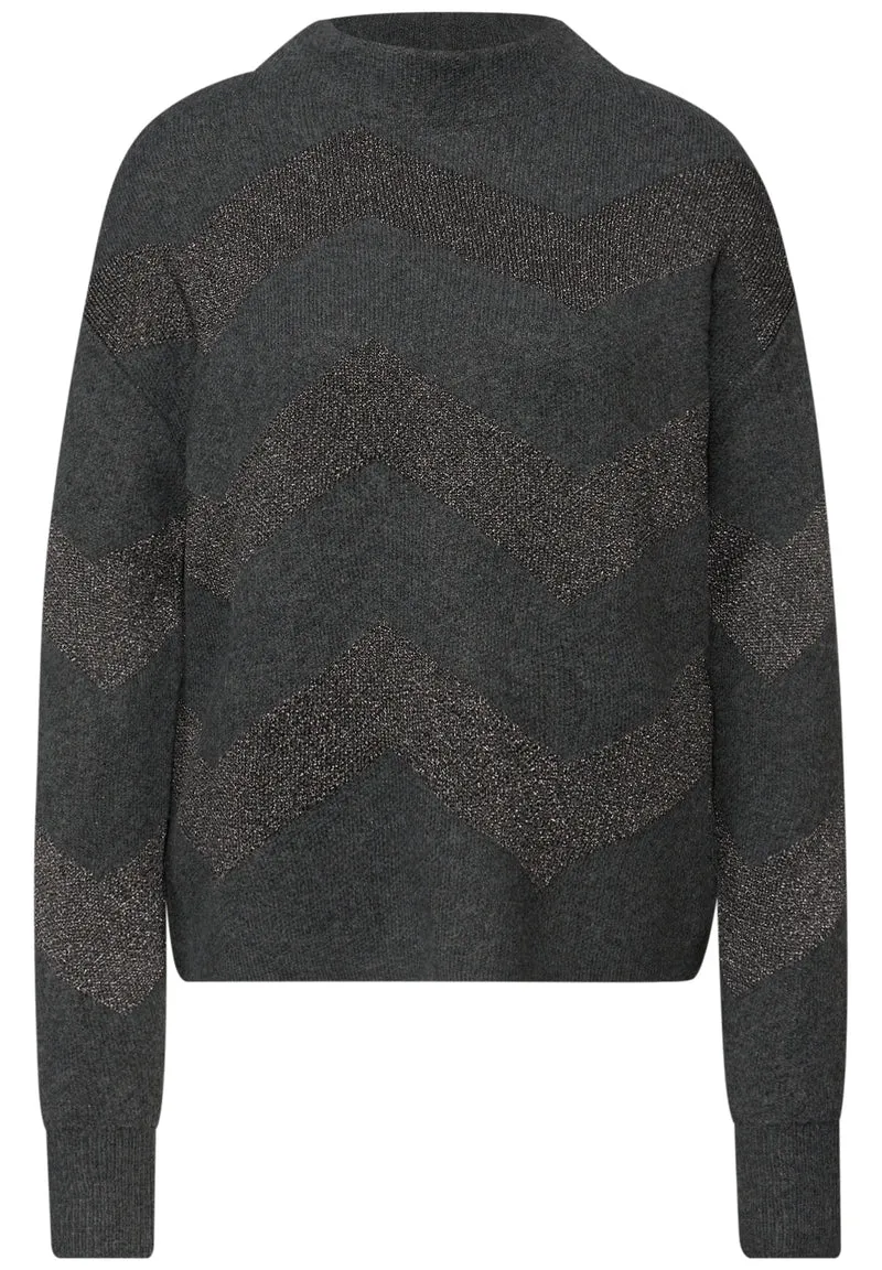 lurex jacquard sweater, gravel grey mel.