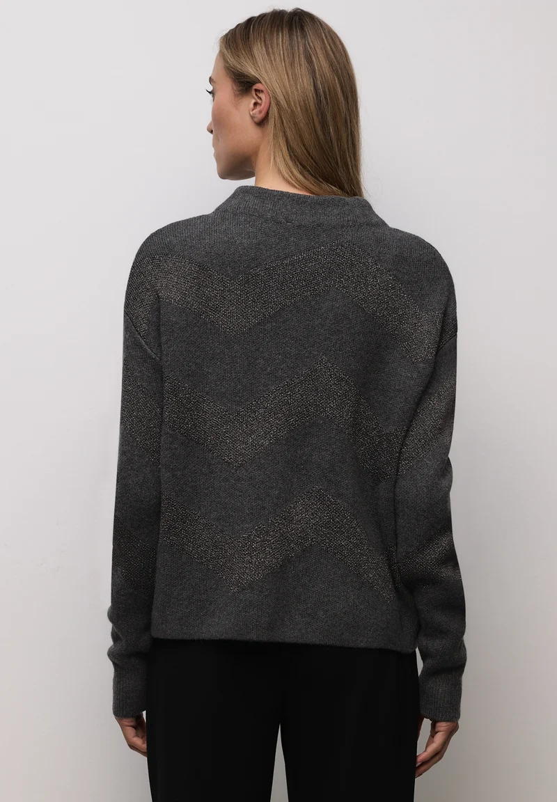 lurex jacquard sweater, gravel grey mel.
