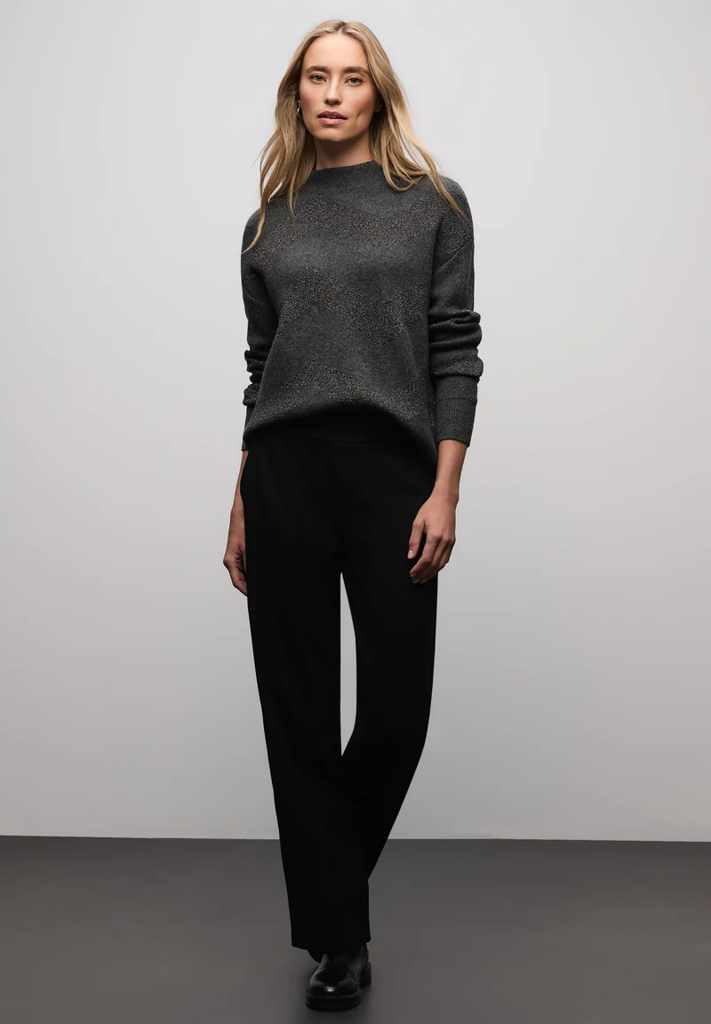 lurex jacquard sweater, gravel grey mel.