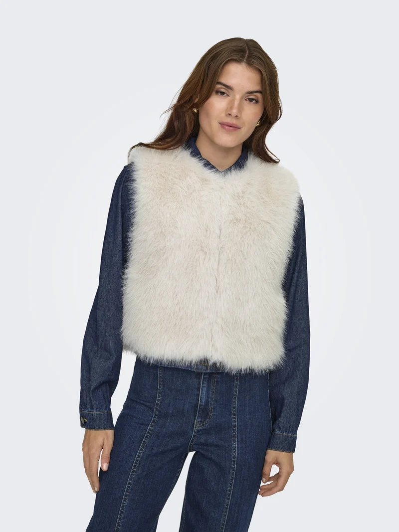 JDYORA FAUX FUR WAISTCOAT OTW SIE, Birch