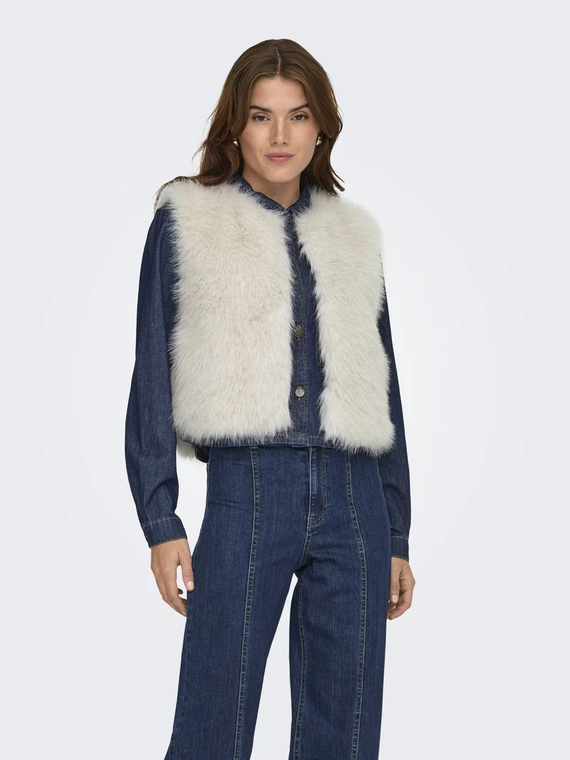 JDYORA FAUX FUR WAISTCOAT OTW SIE, Birch