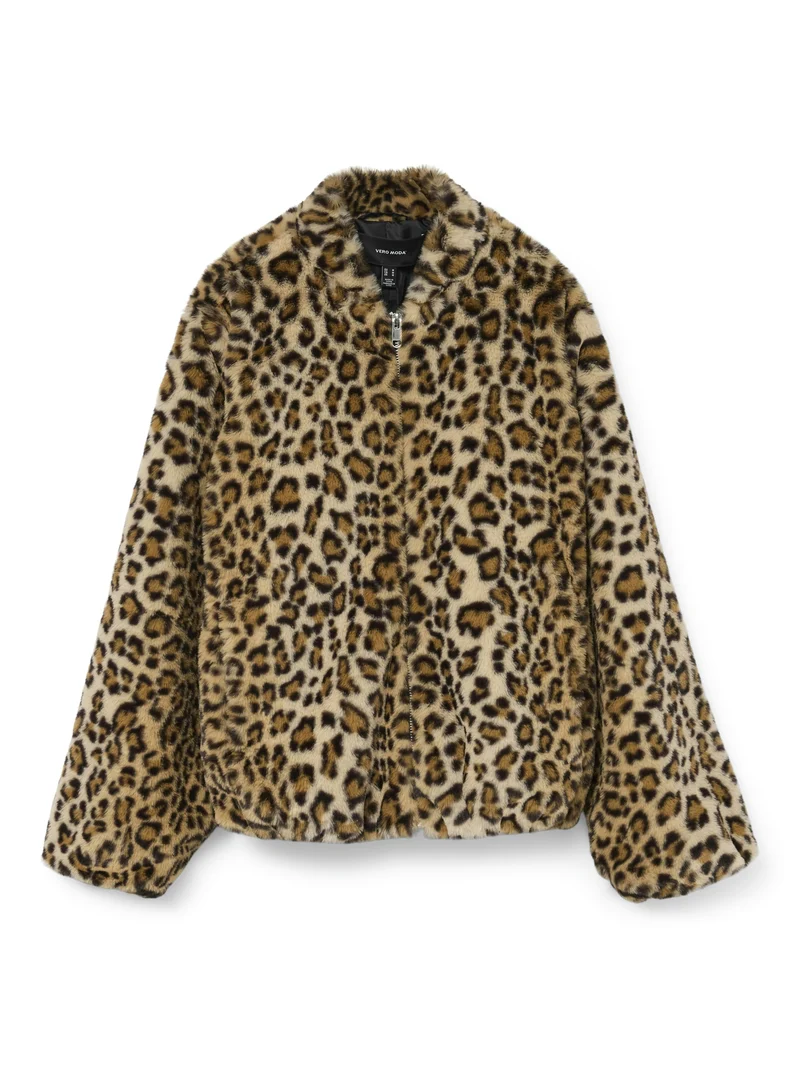 VMSONJALIGA AOP SHORT JACKET GA BOO, Silver Mink/LEOPARD