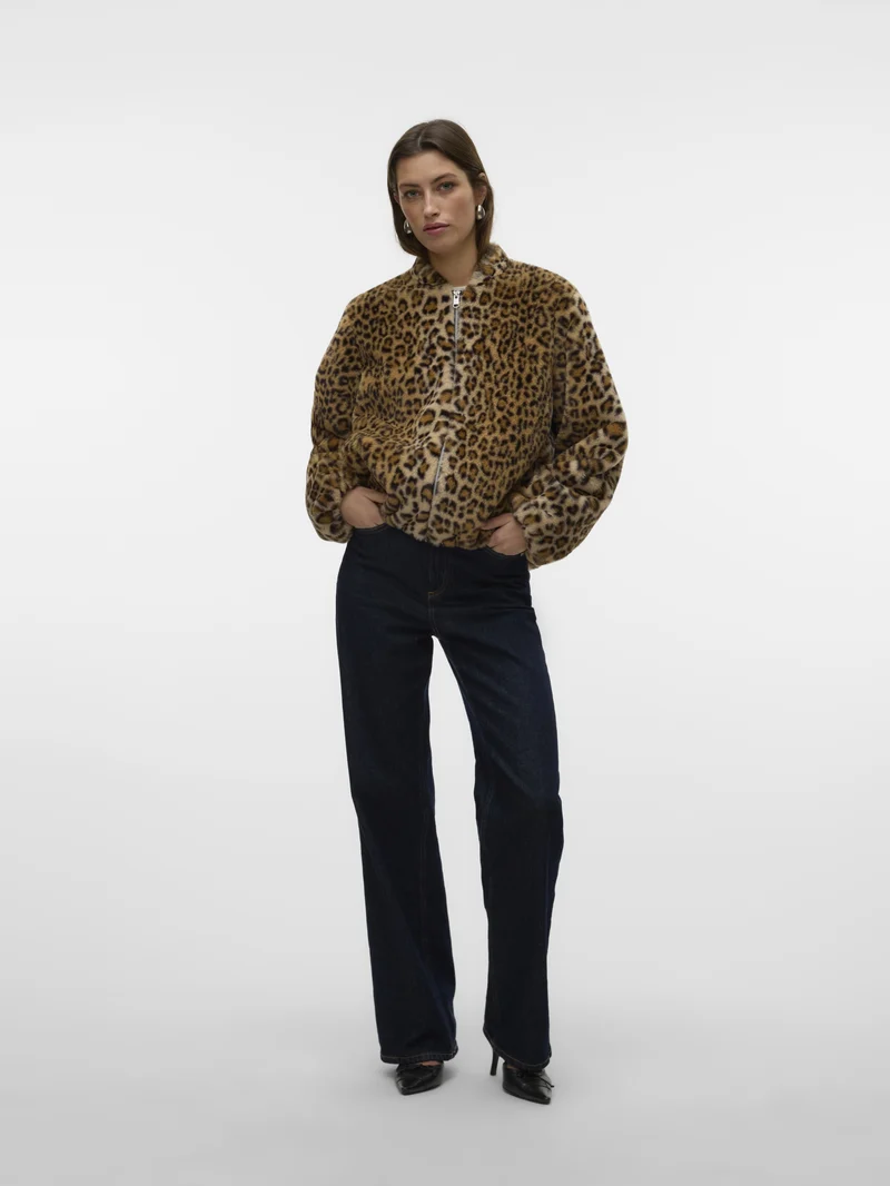 VMSONJALIGA AOP SHORT JACKET GA BOO, Silver Mink/LEOPARD