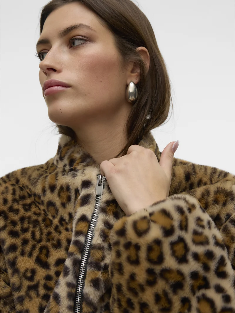 VMSONJALIGA AOP SHORT JACKET GA BOO, Silver Mink/LEOPARD