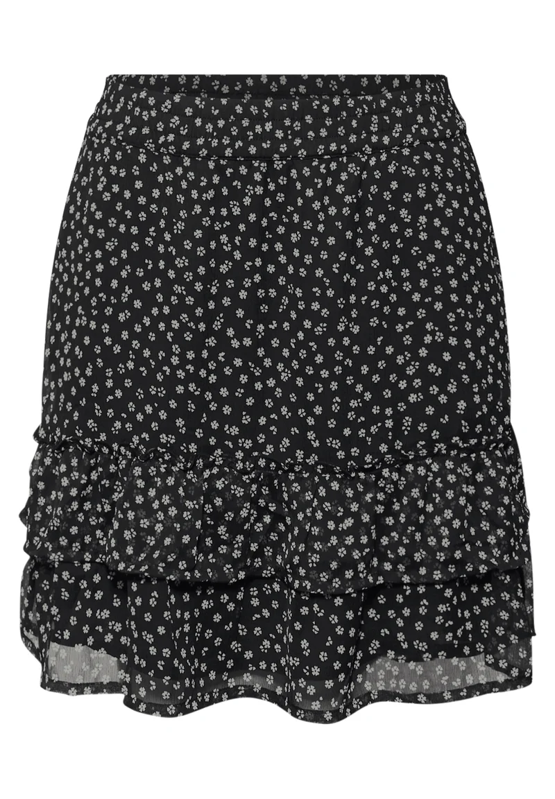 Chiffon skirt_AOP, Black