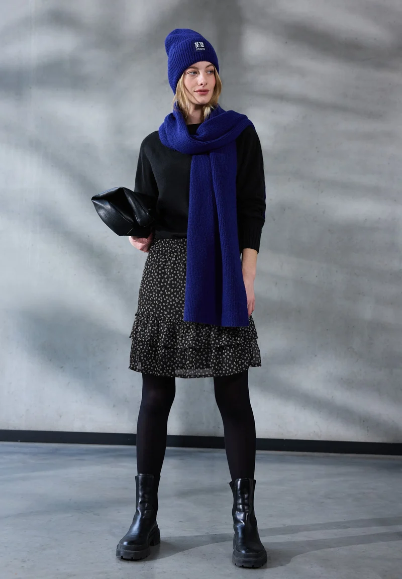 Chiffon skirt_AOP, Black