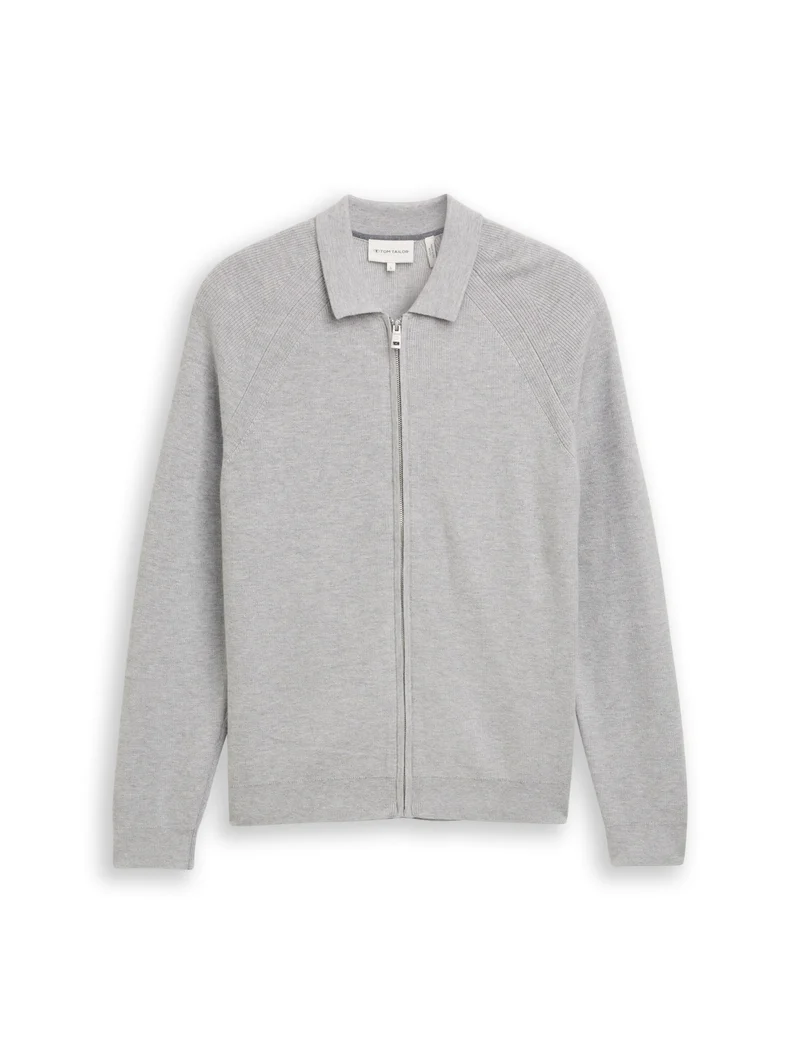 soft knit zip jacket, Light Soft Grey Melange