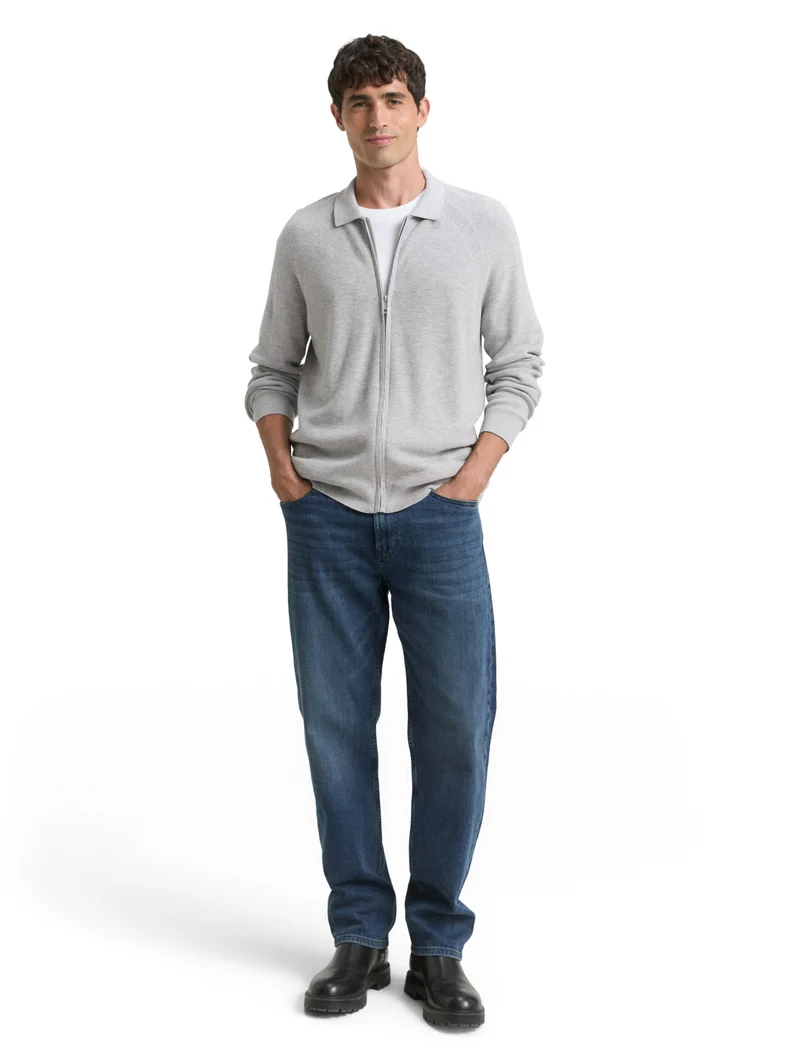 soft knit zip jacket, Light Soft Grey Melange