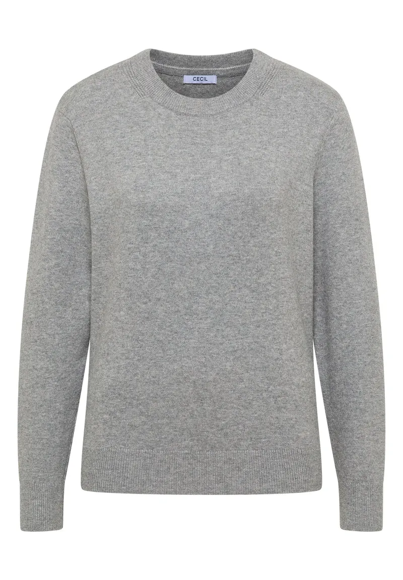 NOS_Basic cosy round neck, sporty grey melange