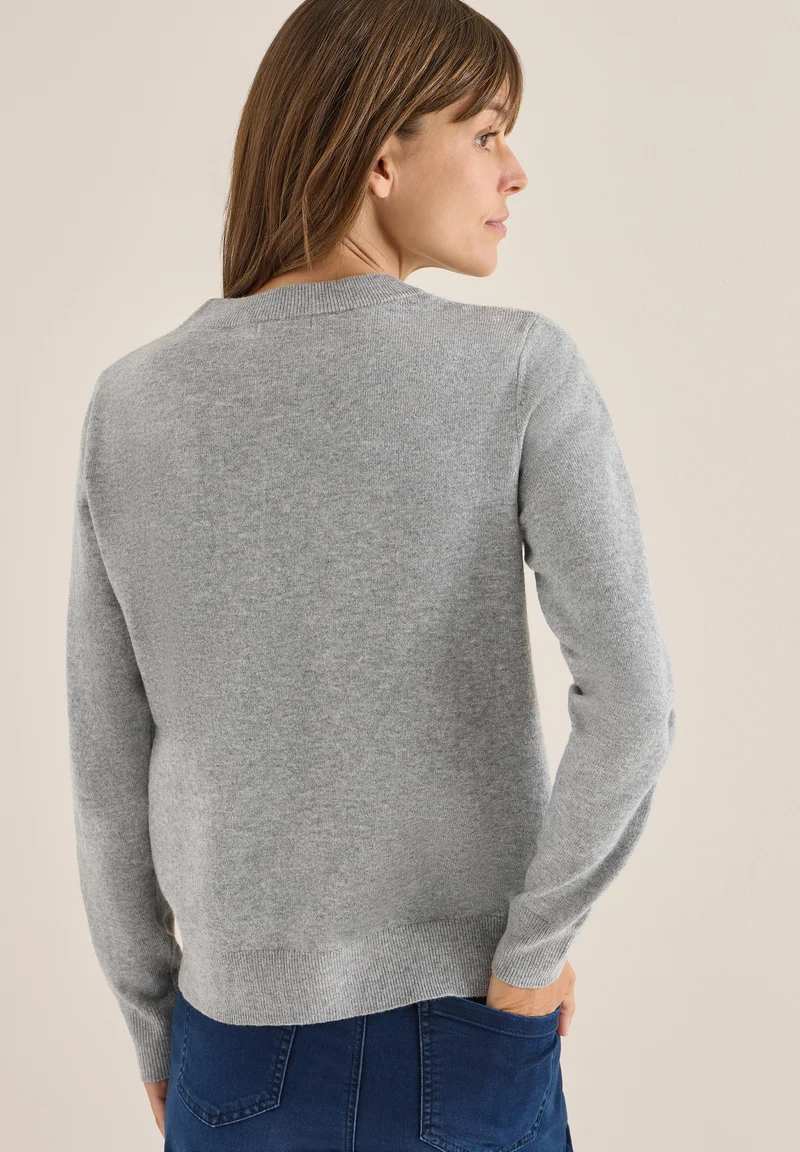 NOS_Basic cosy round neck, sporty grey melange