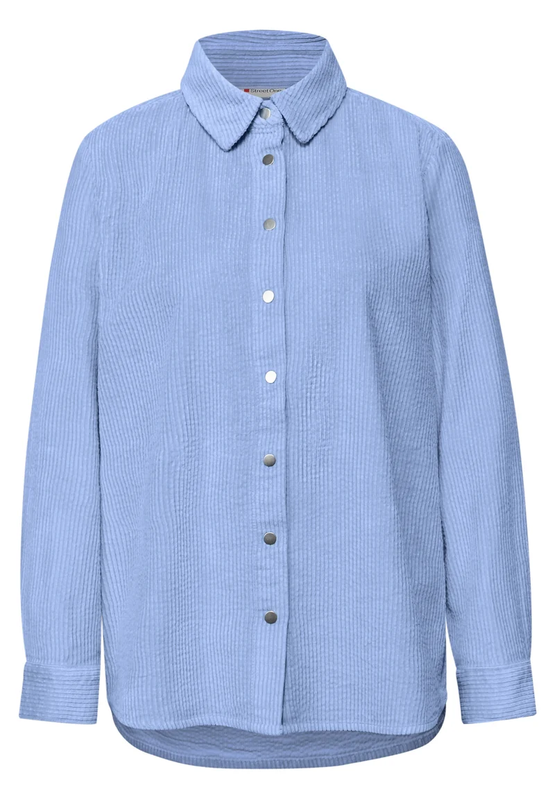 Corduroy longblouse w pressbut, frosted blue