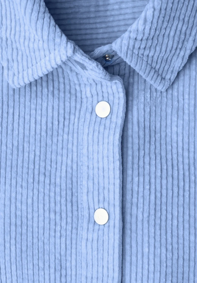 Corduroy longblouse w pressbut, frosted blue