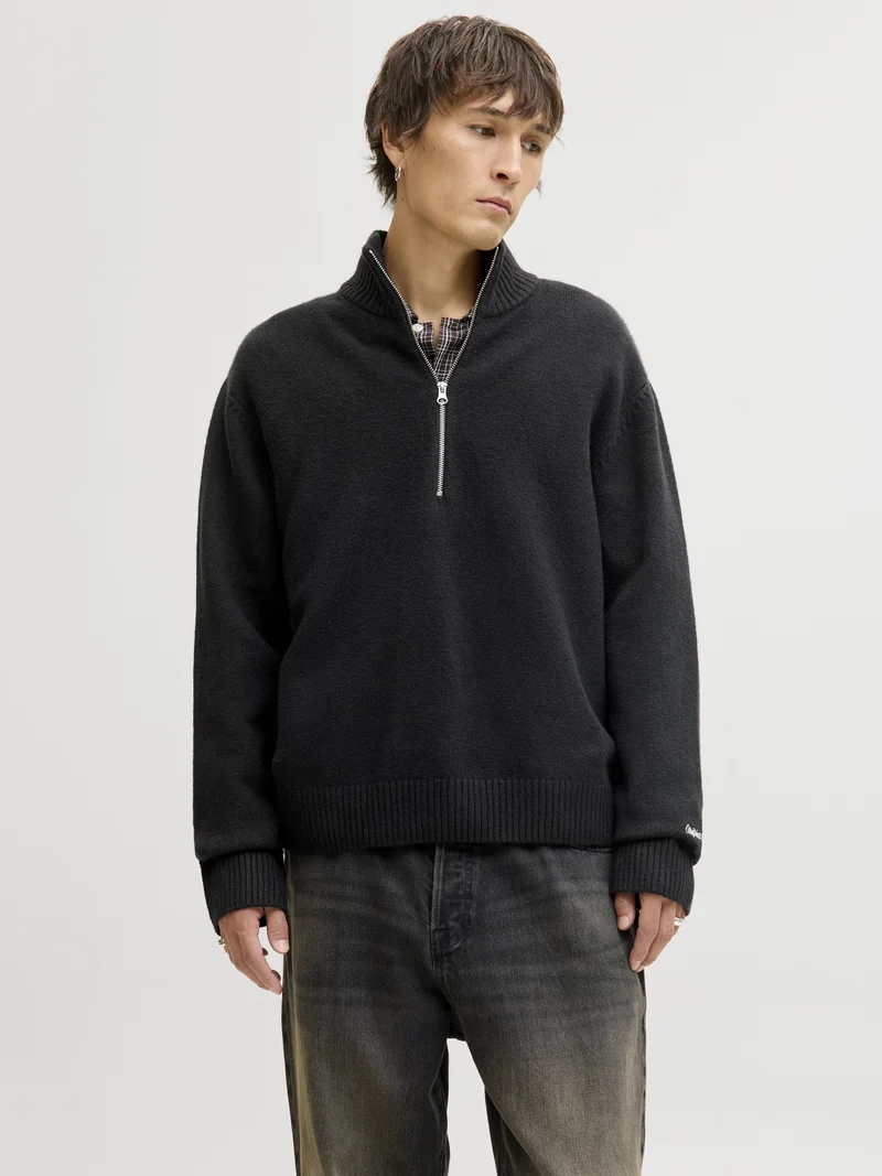JORNORREBRO KNIT HALF ZIP SN, Black