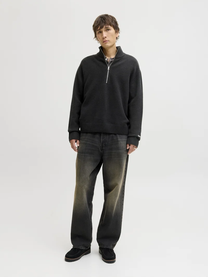 JORNORREBRO KNIT HALF ZIP SN, Black