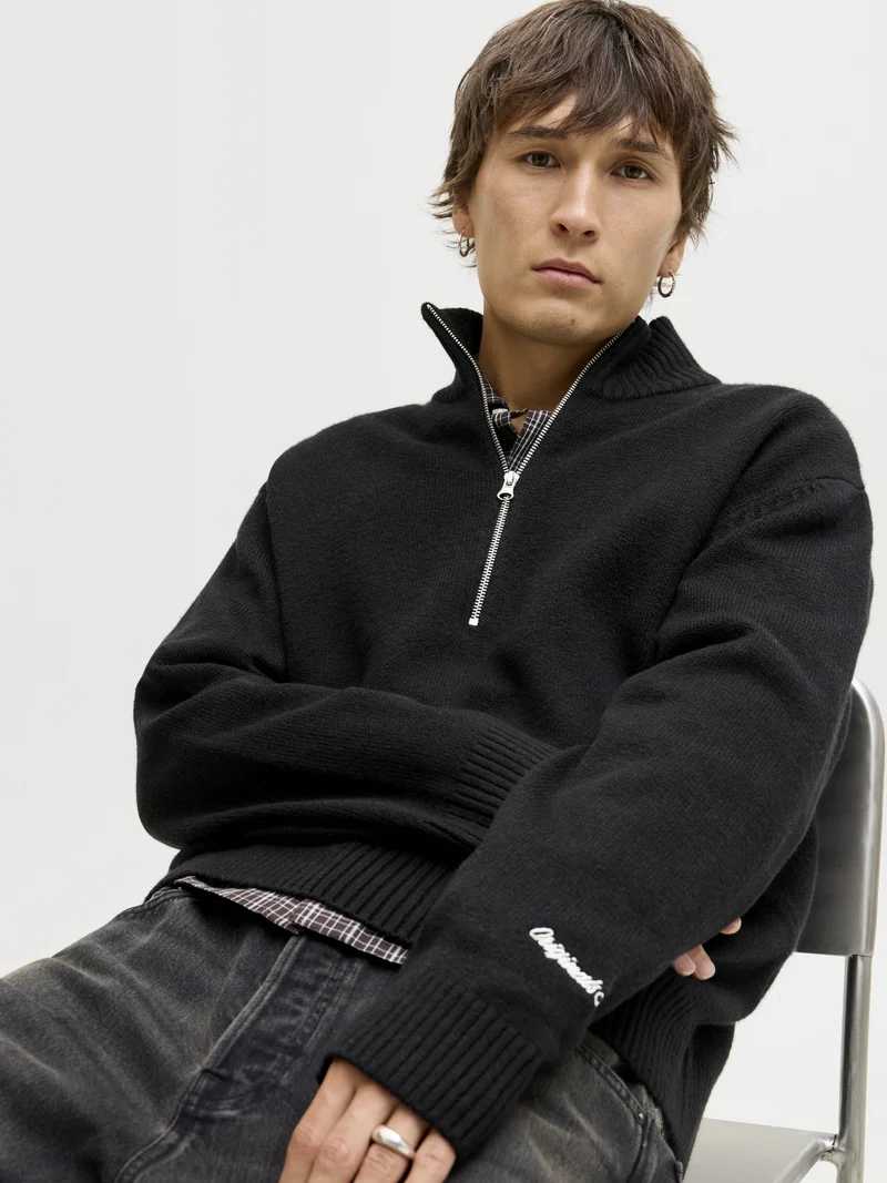 JORNORREBRO KNIT HALF ZIP SN, Black