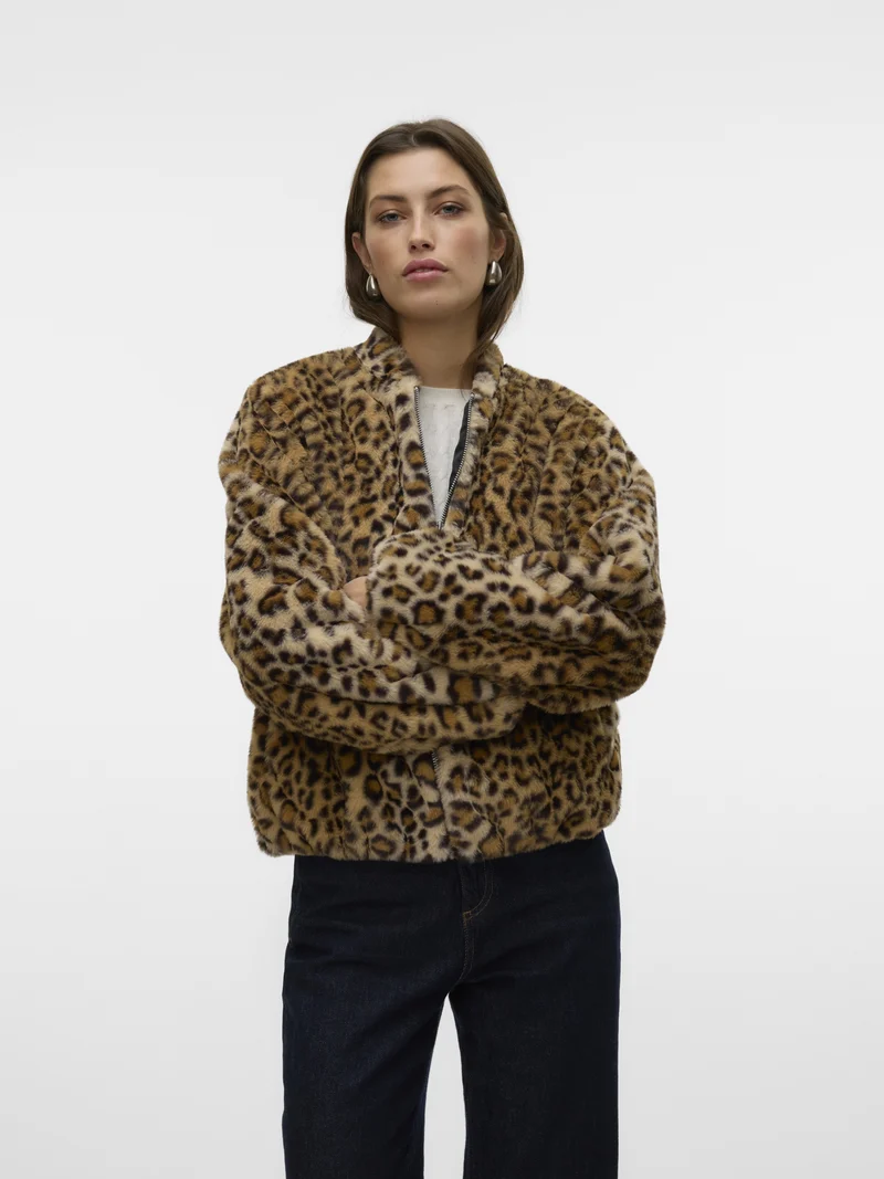 VMSONJALIGA AOP SHORT JACKET GA BOO, Silver Mink/LEOPARD