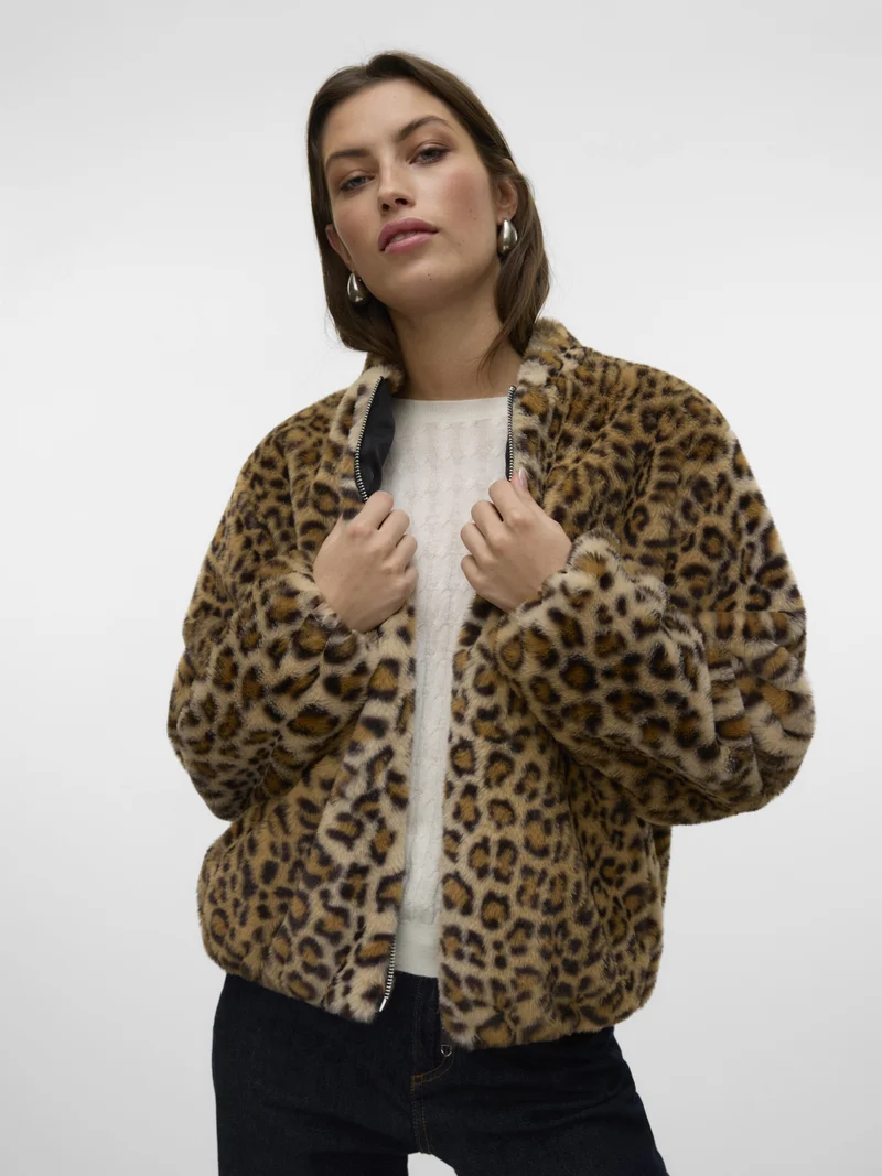 VMSONJALIGA AOP SHORT JACKET GA BOO, Silver Mink/LEOPARD
