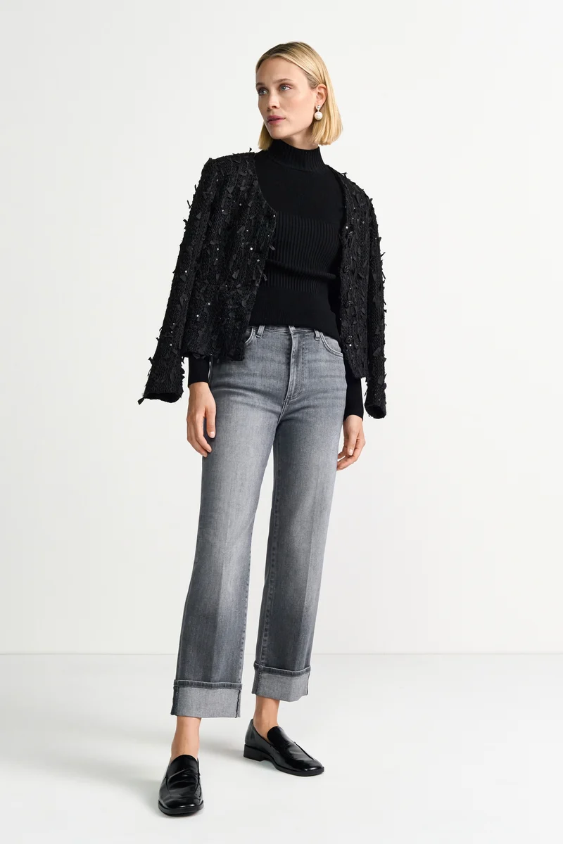 Relaxed Grey Roll-Up Denim, denim grey