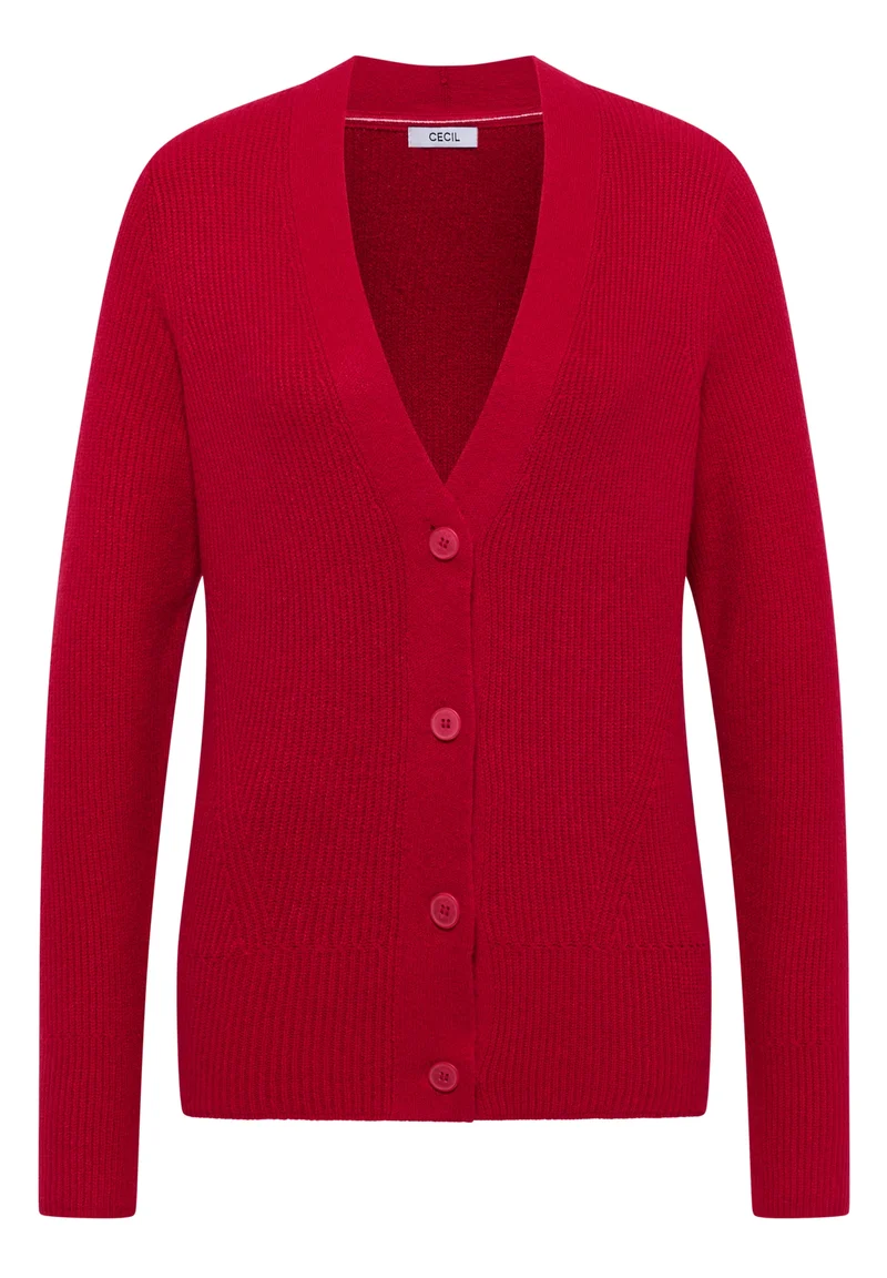 NOS_Cosy rib-mix Cardigan, beaujolais red