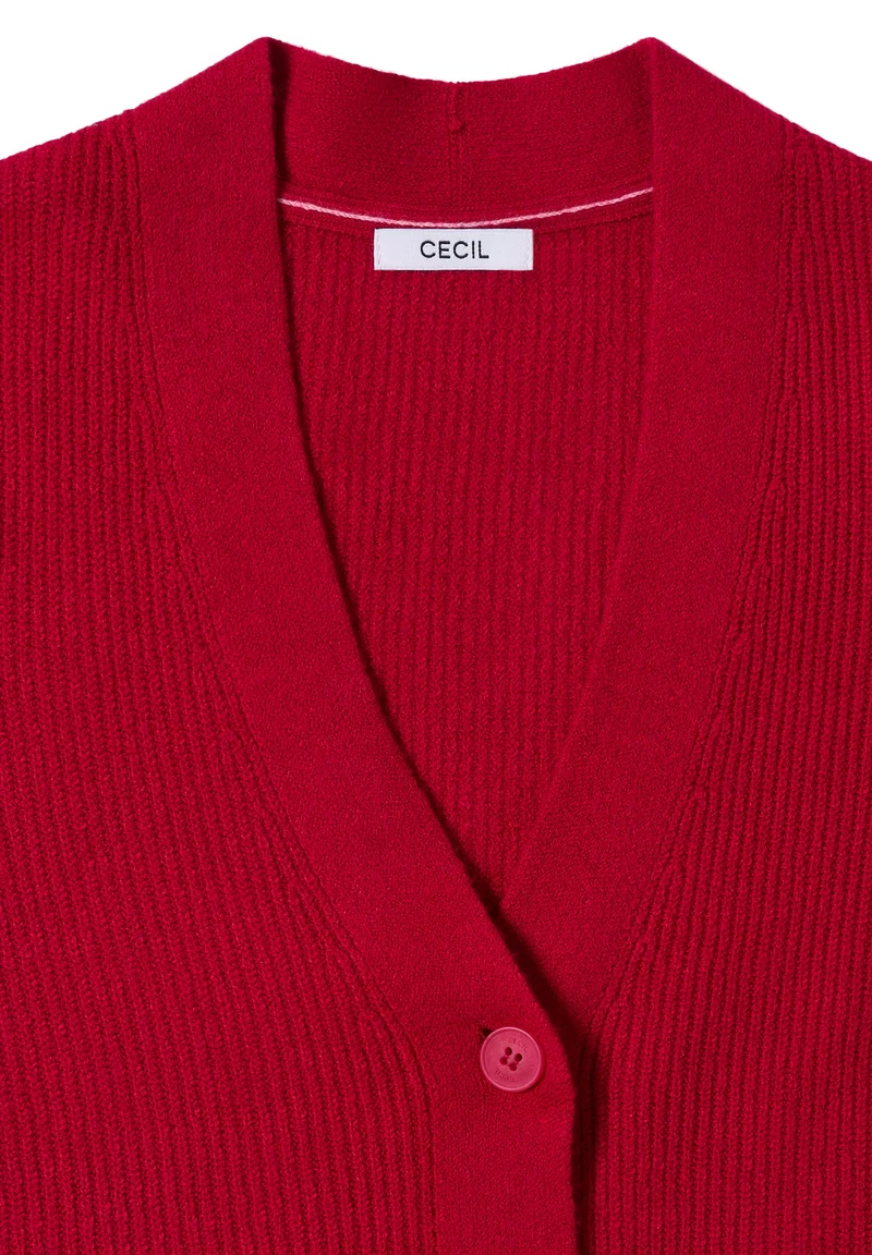 NOS_Cosy rib-mix Cardigan, beaujolais red