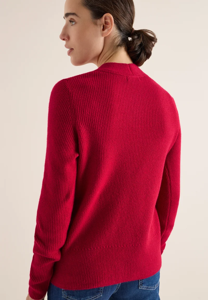 NOS_Cosy rib-mix Cardigan, beaujolais red