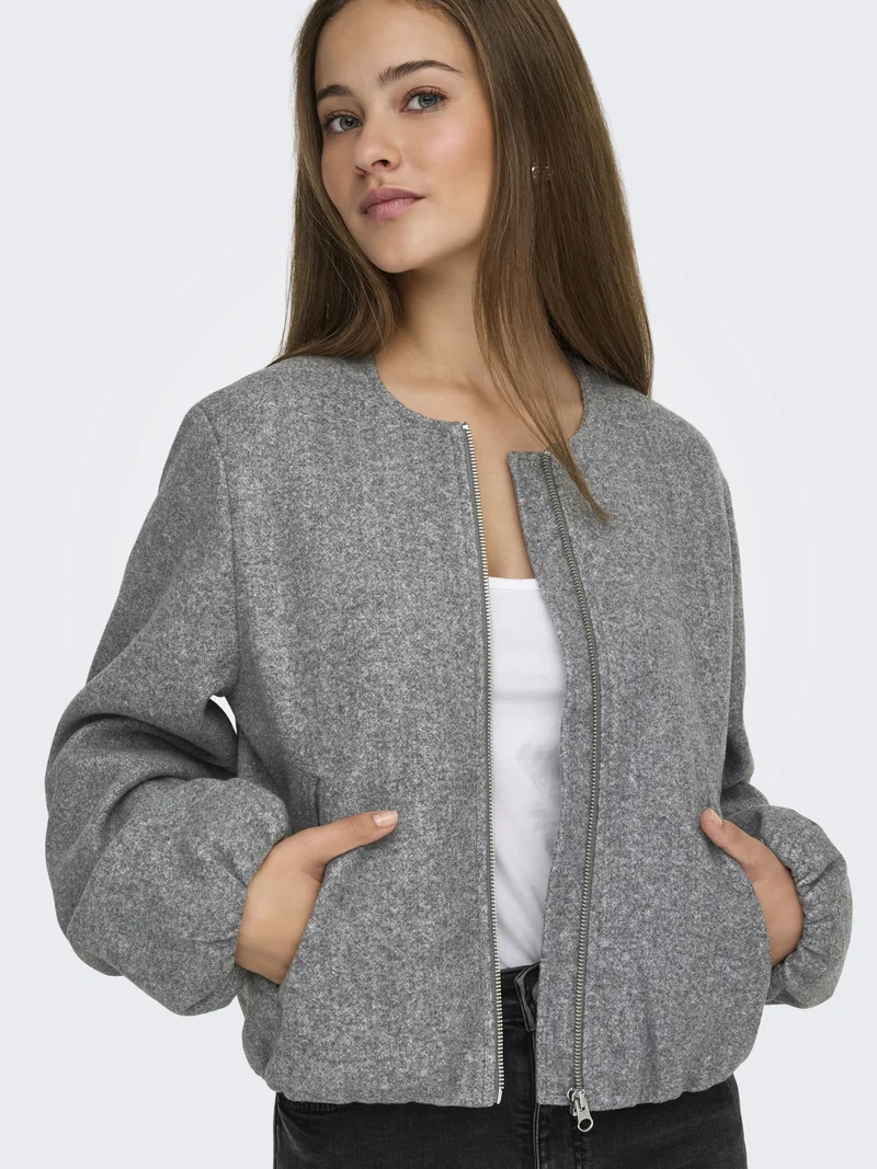 JDYOFIR BALLOON SHORT JACKET OTW YF, Medium Grey Melange