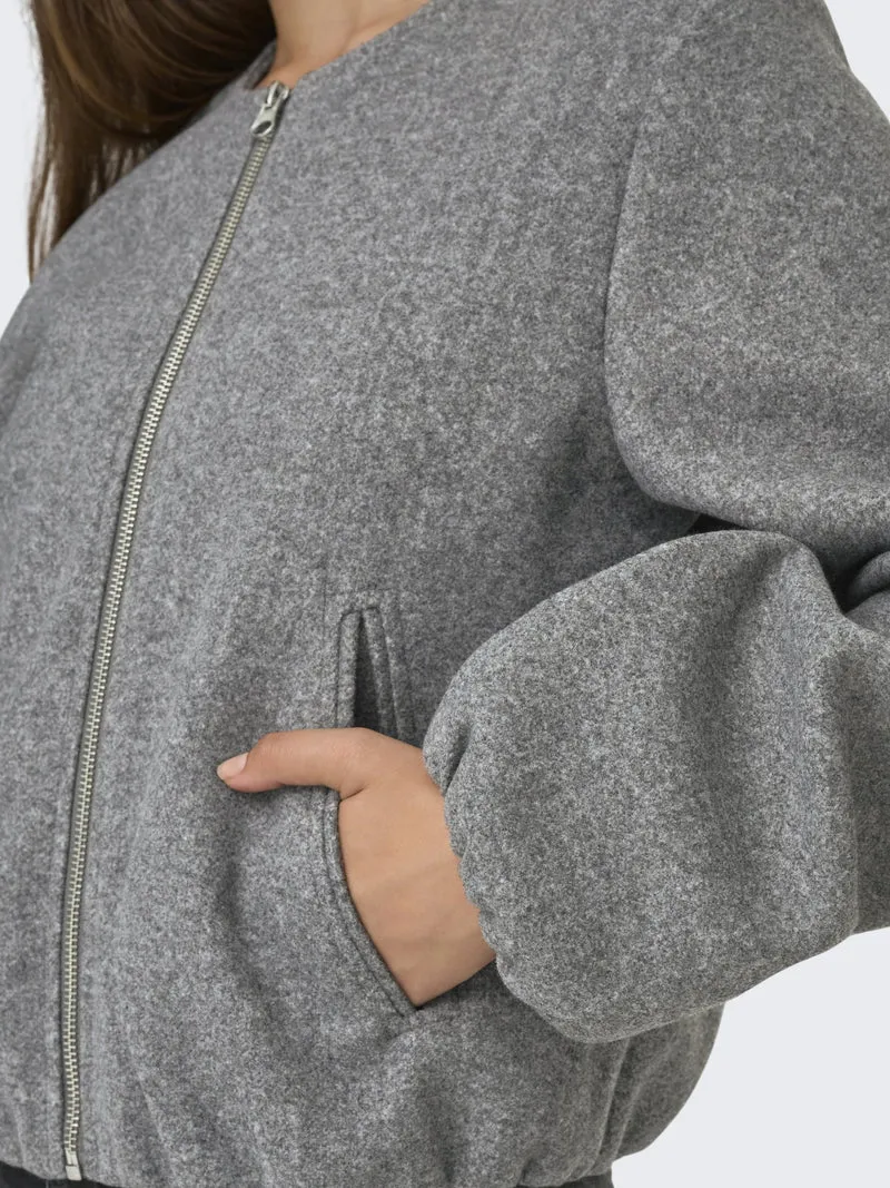 JDYOFIR BALLOON SHORT JACKET OTW YF, Medium Grey Melange