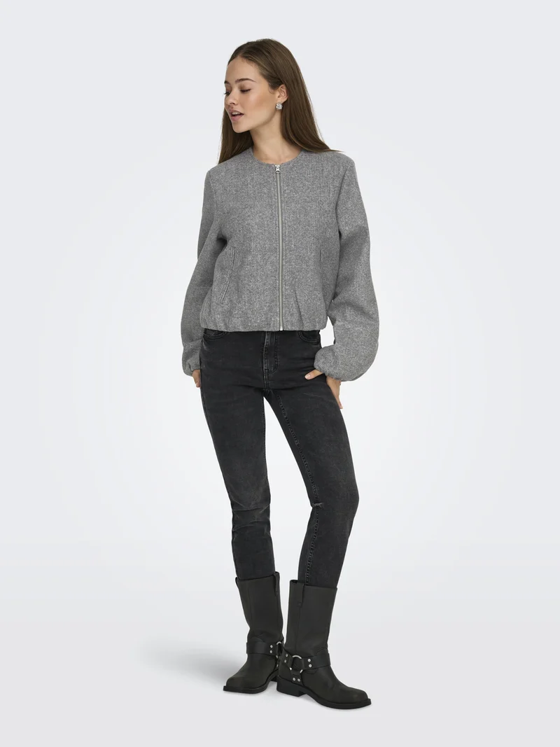 JDYOFIR BALLOON SHORT JACKET OTW YF, Medium Grey Melange