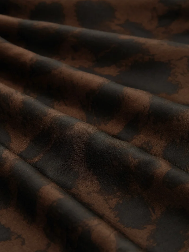 blouse with bow-tie collar, brown black big leo print