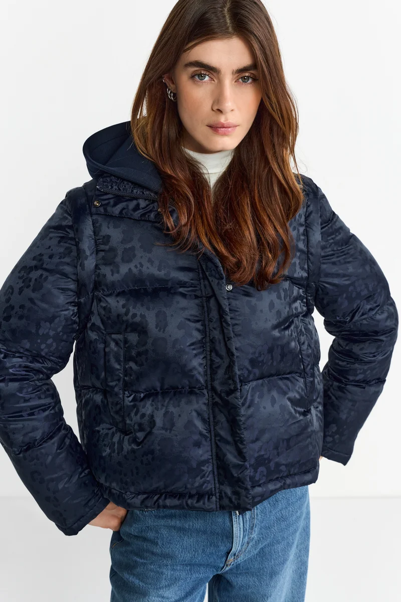Leo jacquard puffer sustainable, midnight blue