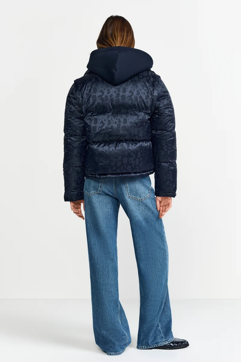 Leo jacquard puffer sustainable, midnight blue