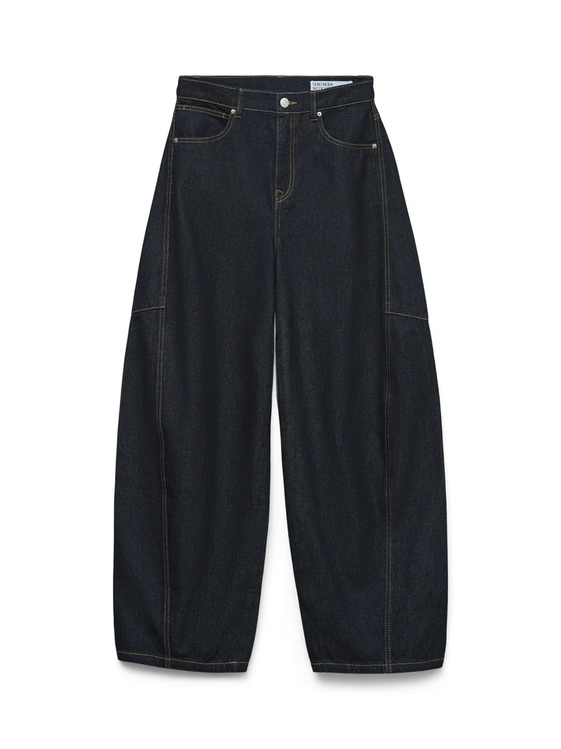VMKAITLIN HR WIDE BARREL JEANS SI35, Dark Blue Denim