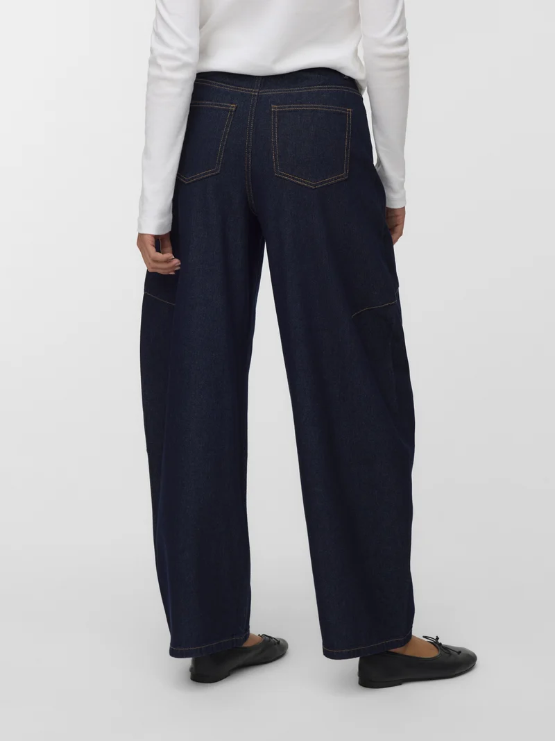 VMKAITLIN HR WIDE BARREL JEANS SI35, Dark Blue Denim