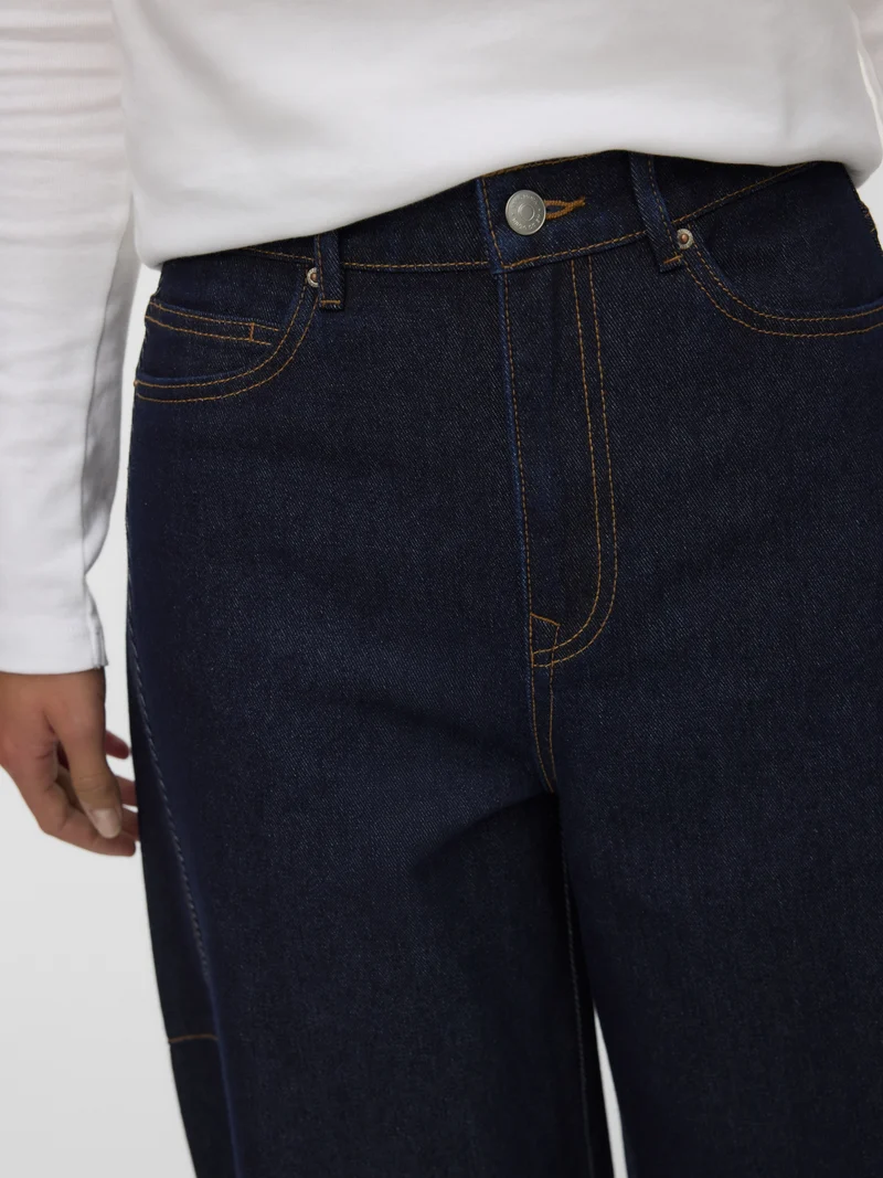VMKAITLIN HR WIDE BARREL JEANS SI35, Dark Blue Denim