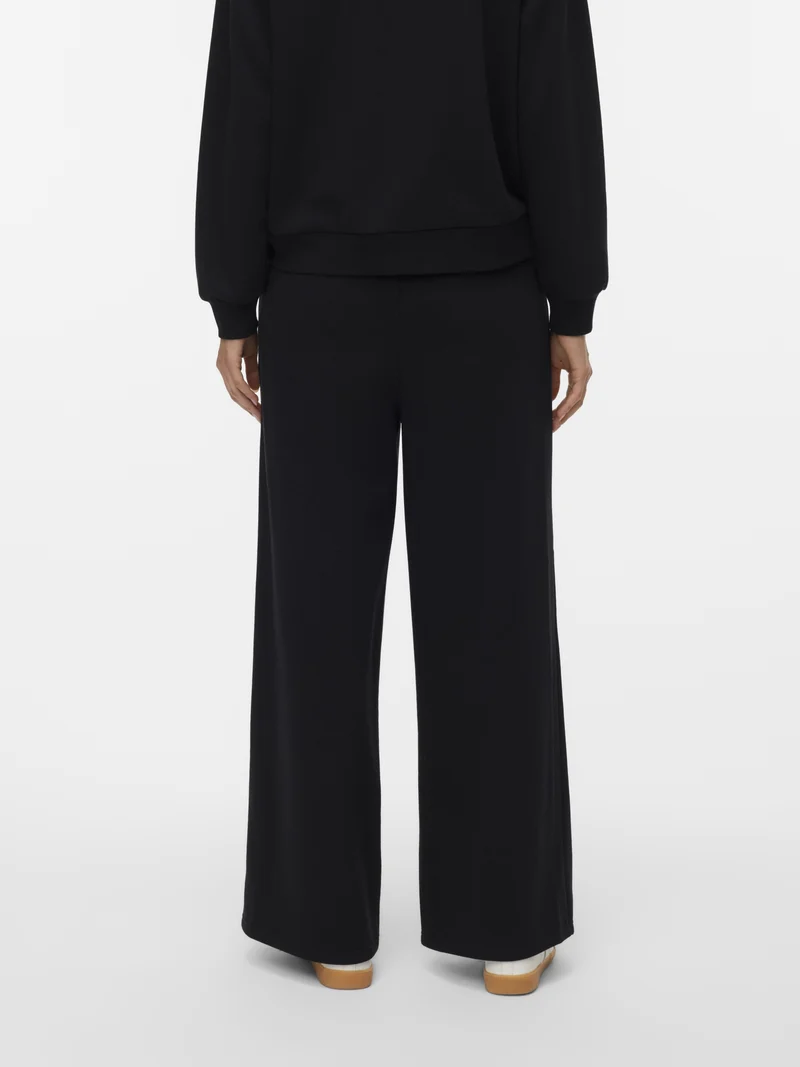 VMDAISY PEARL SWEAT HW WIDE PANT JR, Black/W. PEARLS ON POCKET