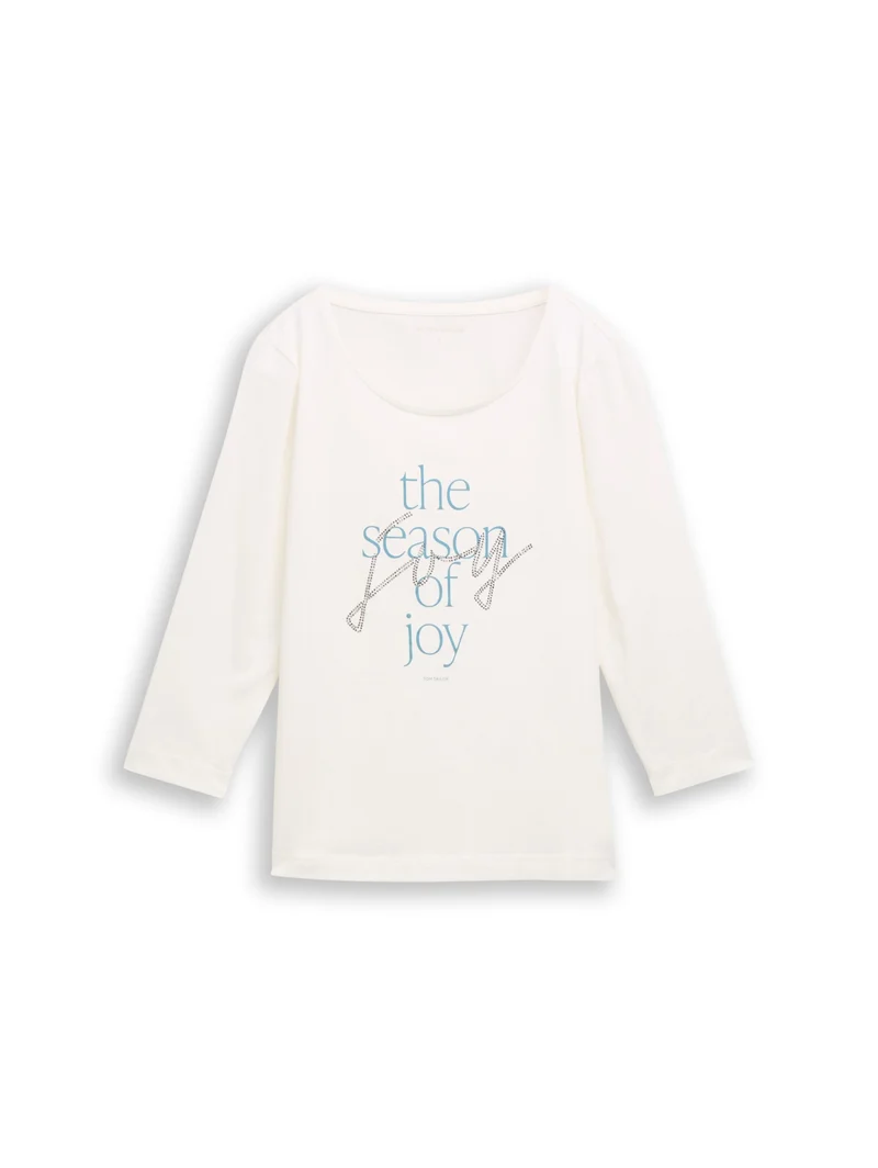 T-shirt crew neck frontprint, Soft Clear White
