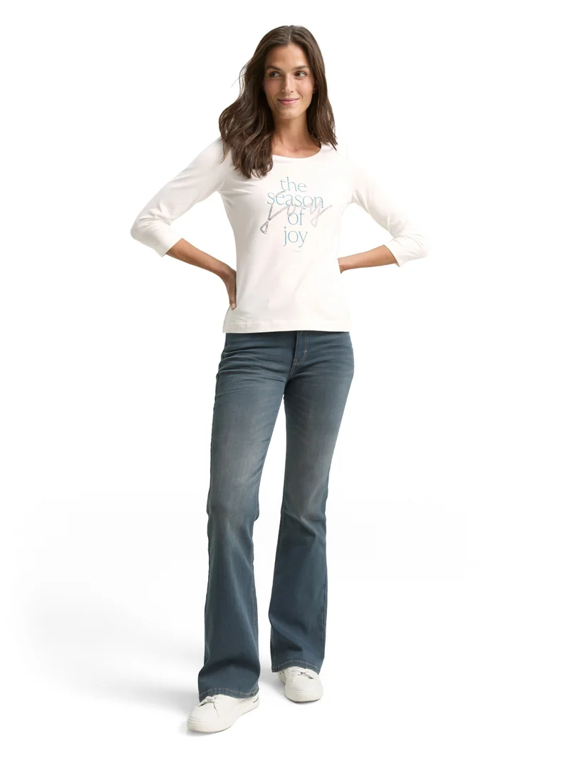 T-shirt crew neck frontprint, Soft Clear White