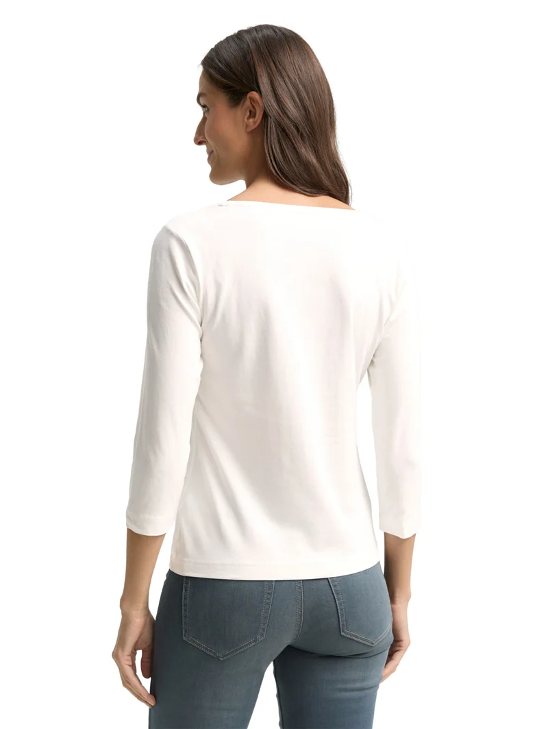 T-shirt crew neck frontprint, Soft Clear White