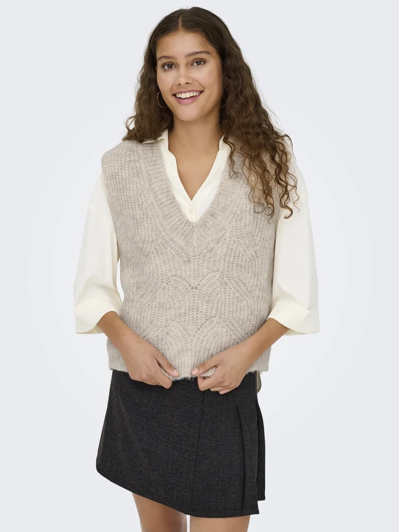 ONLGILA LIFE SL STRUCT V-NEC VEST B, Whitecap Gray/Melange