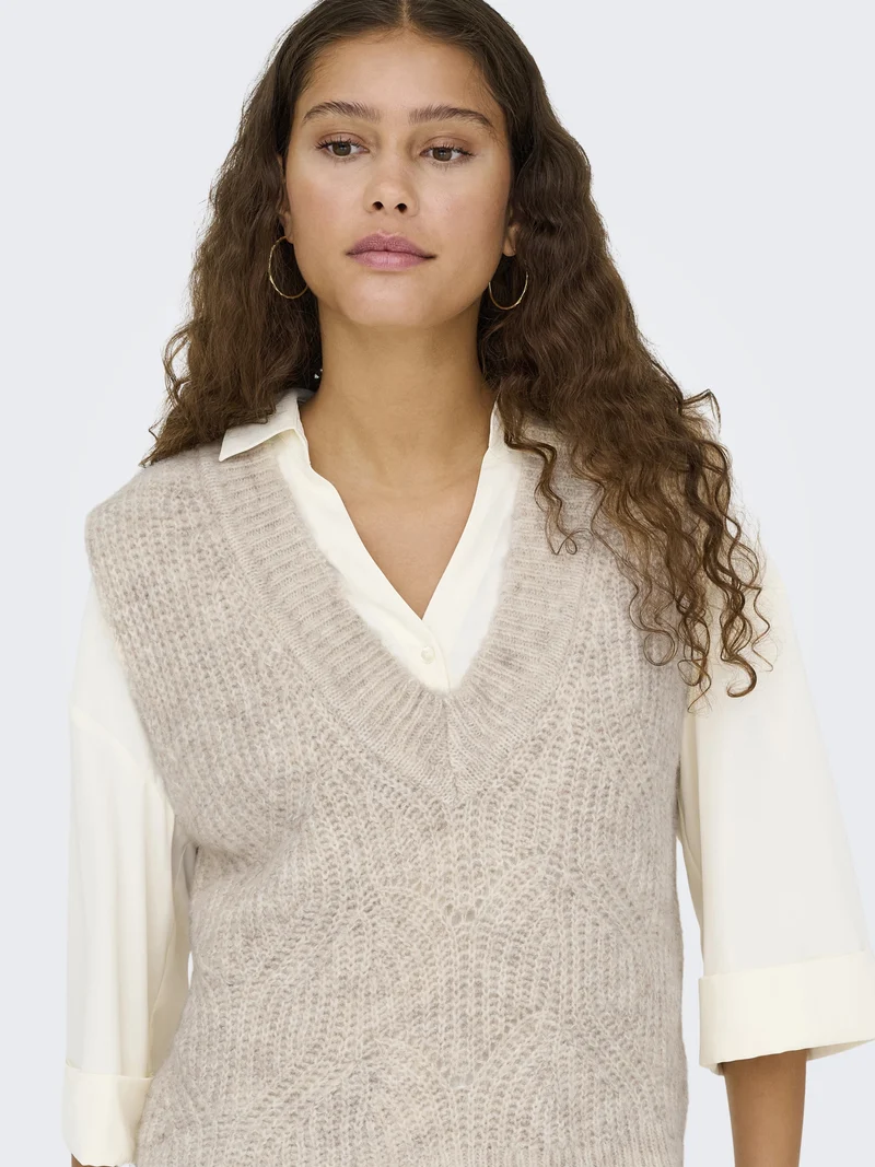 ONLGILA LIFE SL STRUCT V-NEC VEST B, Whitecap Gray/Melange
