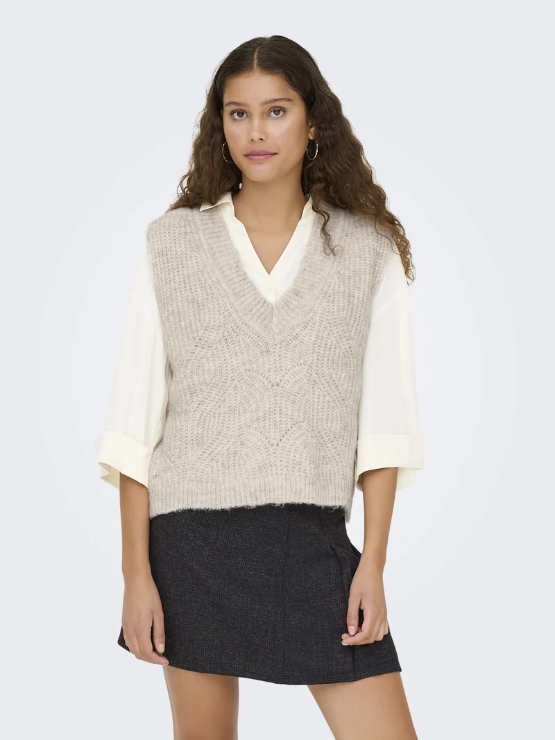 ONLGILA LIFE SL STRUCT V-NEC VEST B, Whitecap Gray/Melange