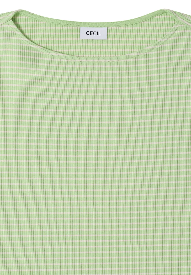 Stripe Rib Boatneck Shirt, bamboo green