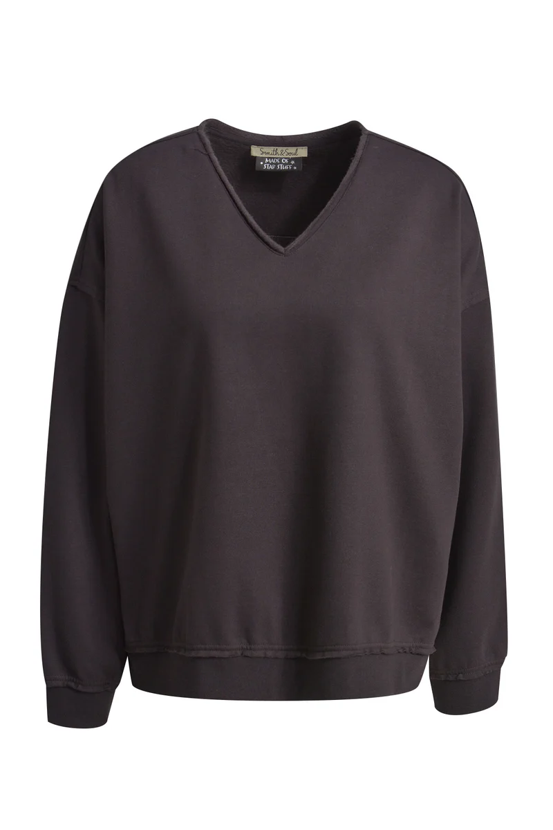 OVERSIZE SWEATSHIRT OPEN EDGES VN, CHOCO