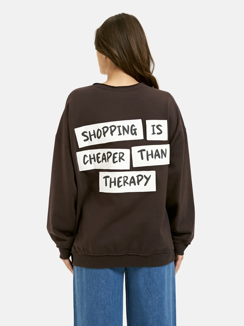 OVERSIZE SWEATSHIRT OPEN EDGES VN, CHOCO