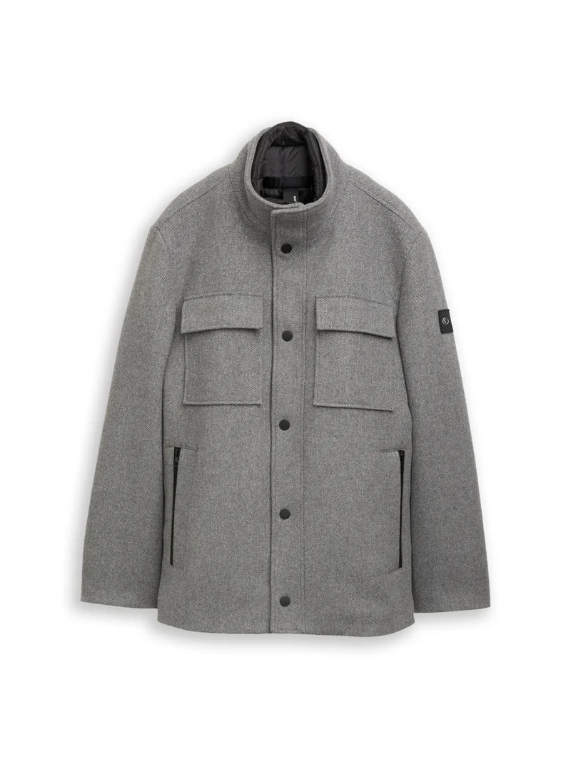 2 in 1 wool jacket, light stone grey wool twill