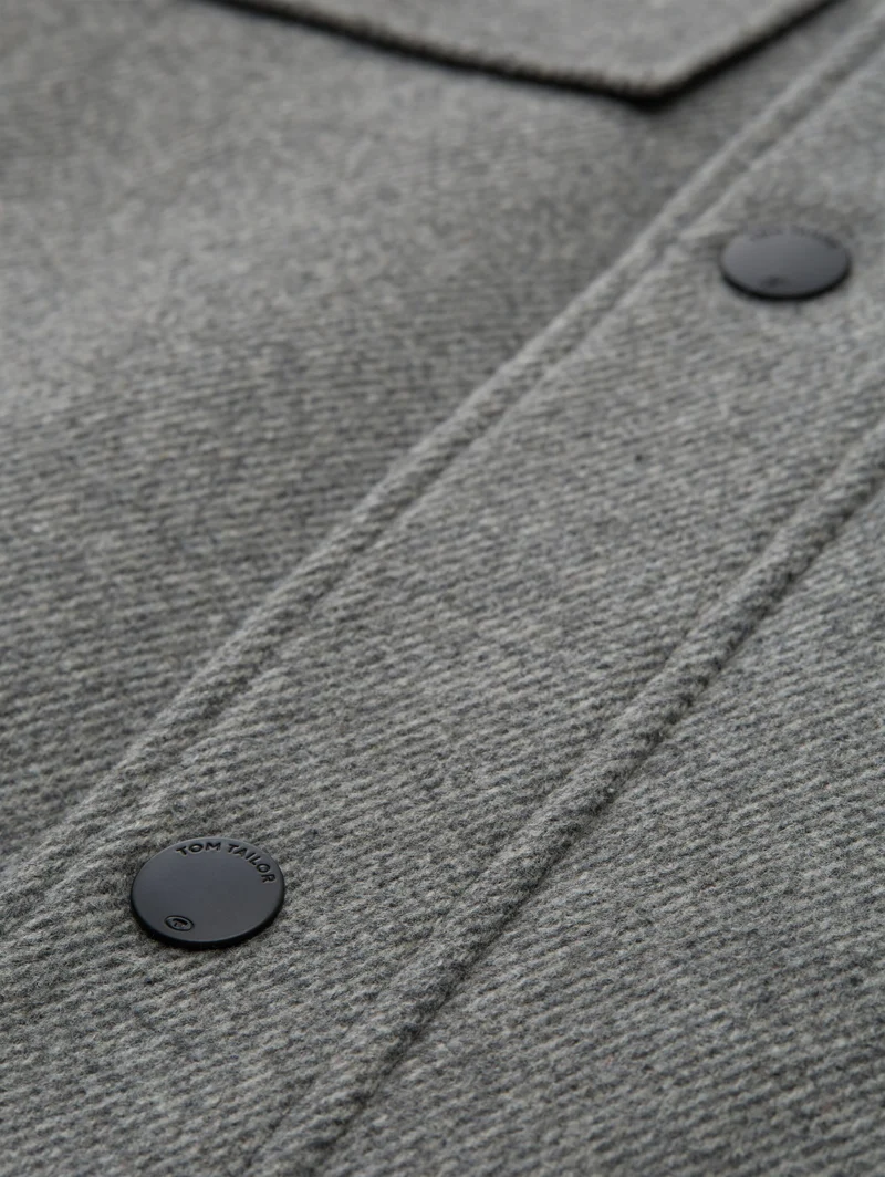 2 in 1 wool jacket, light stone grey wool twill
