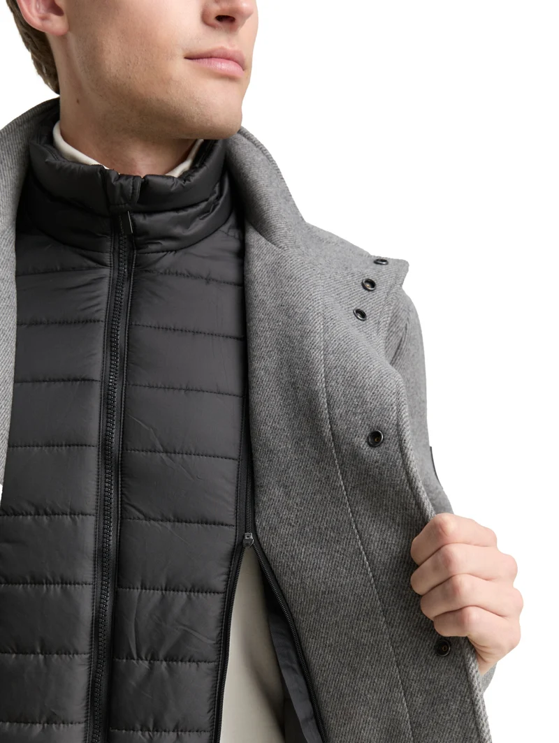 2 in 1 wool jacket, light stone grey wool twill