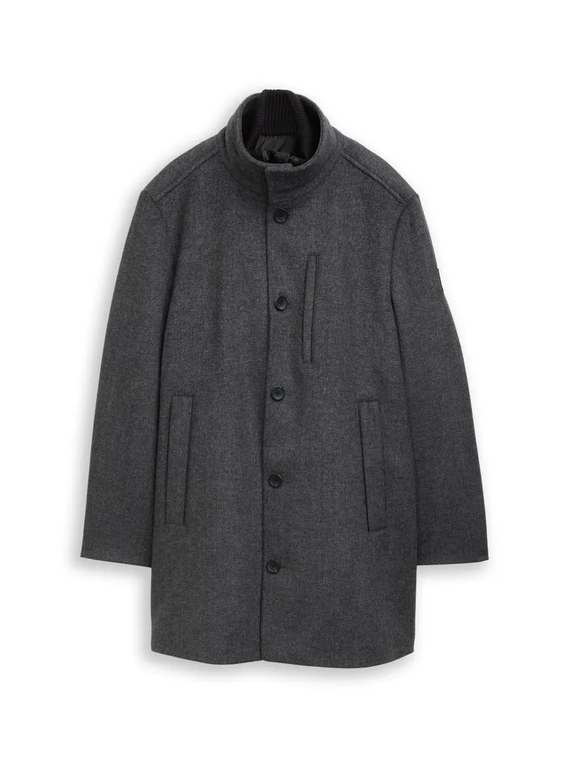 2 in 1 wool coat, dark grey black herringbone