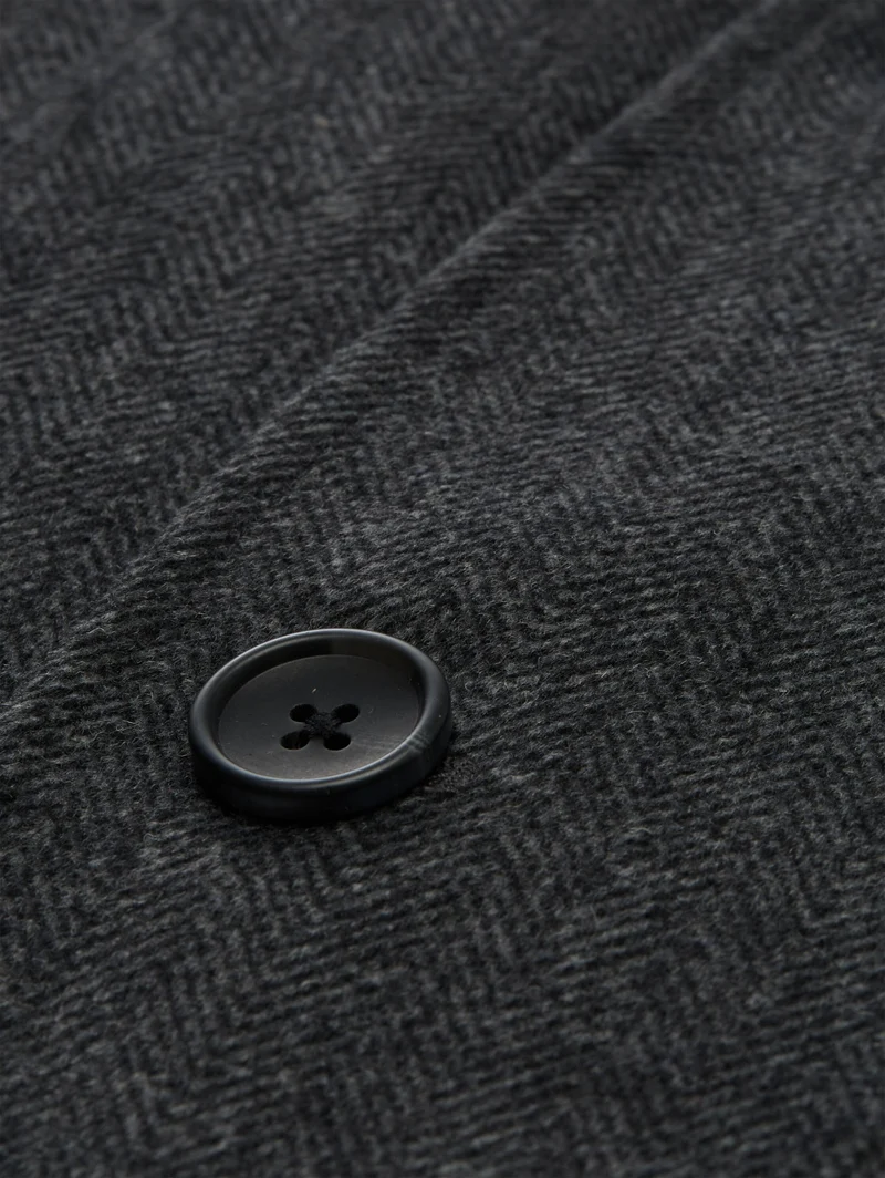 2 in 1 wool coat, dark grey black herringbone